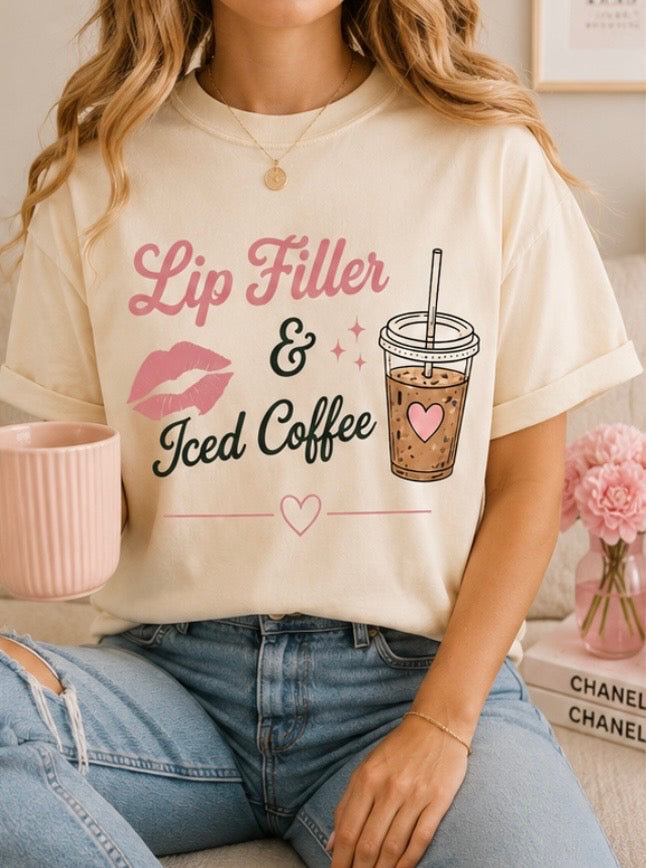 Lip Filler & Iced Coffee | Aesthetic Graphic Tee
