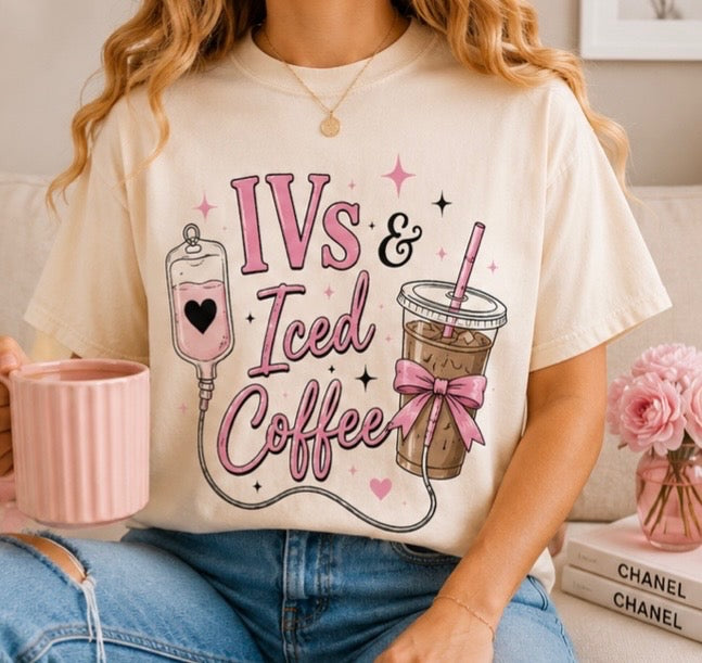 IVs & Iced Coffee| Aesthetic Graphic Tee